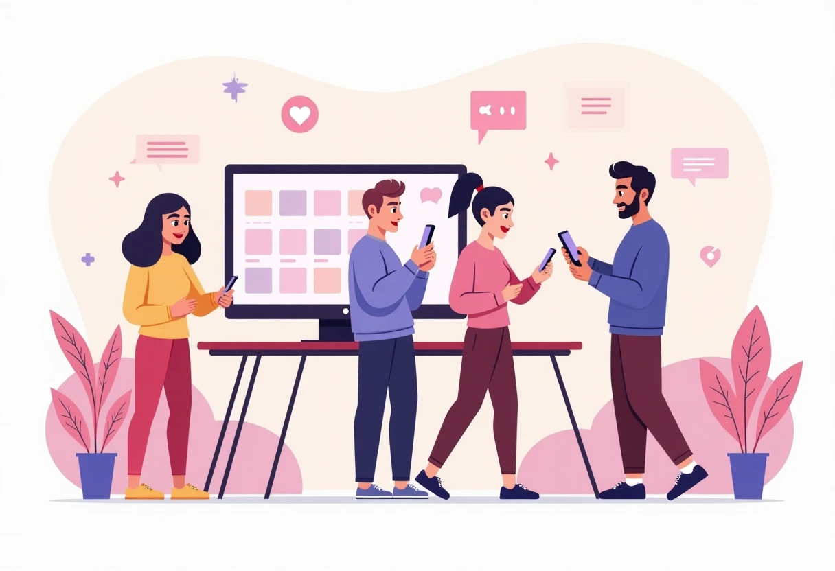 Diverse group using dating apps