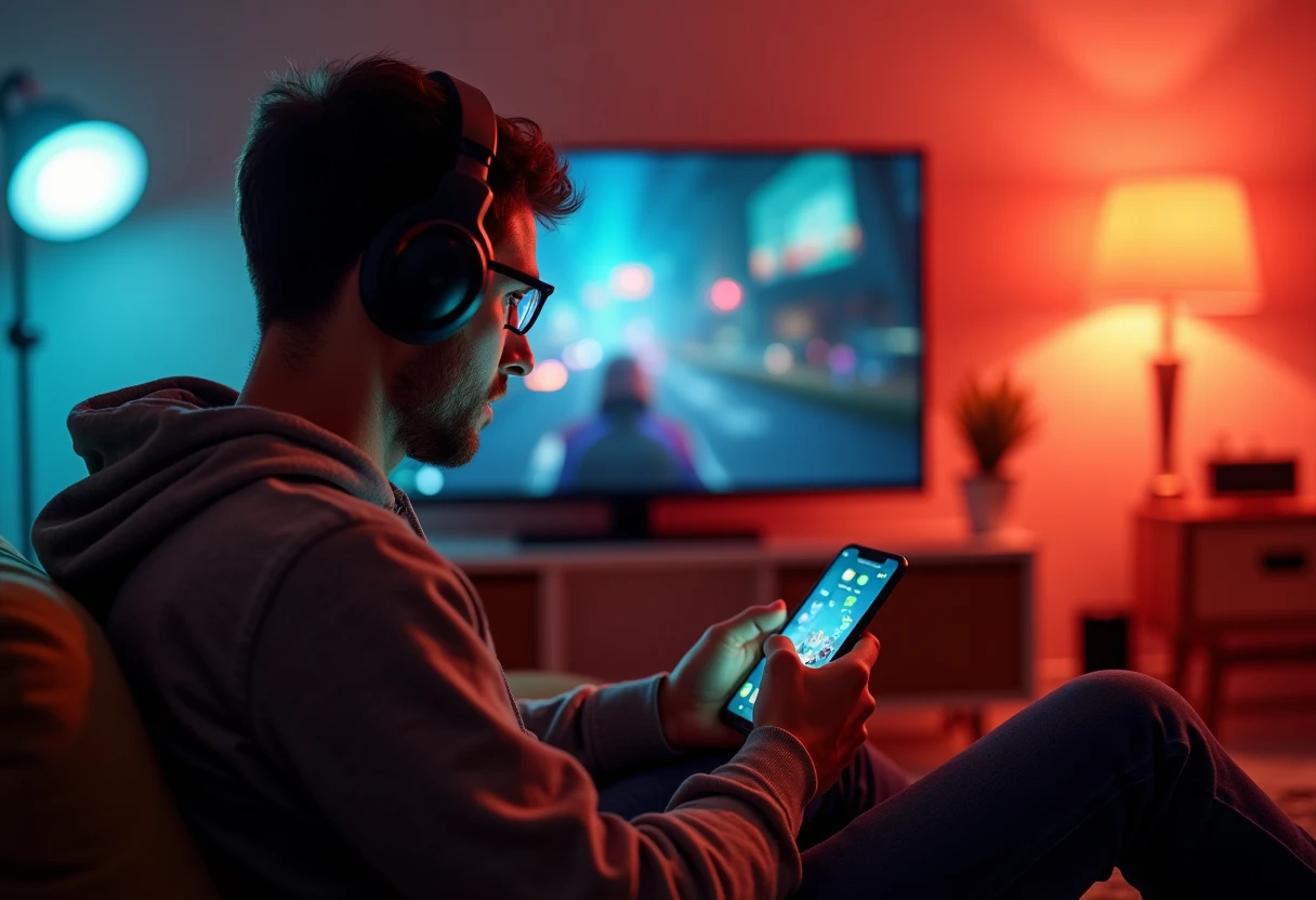 Gamer, der Gaming Companion Apps erkundet