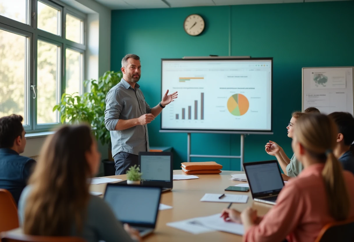 Lehrer im Klassenzimmer mit Schülern