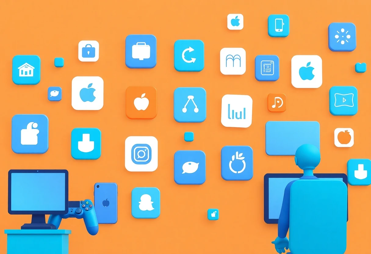 Abstrakte Darstellung von App-Symbolen