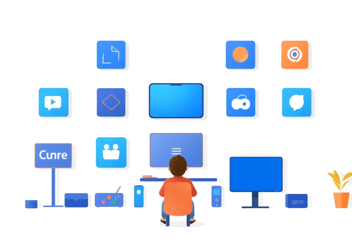 Abstrakte Darstellung einer App-Grid-Anordnung