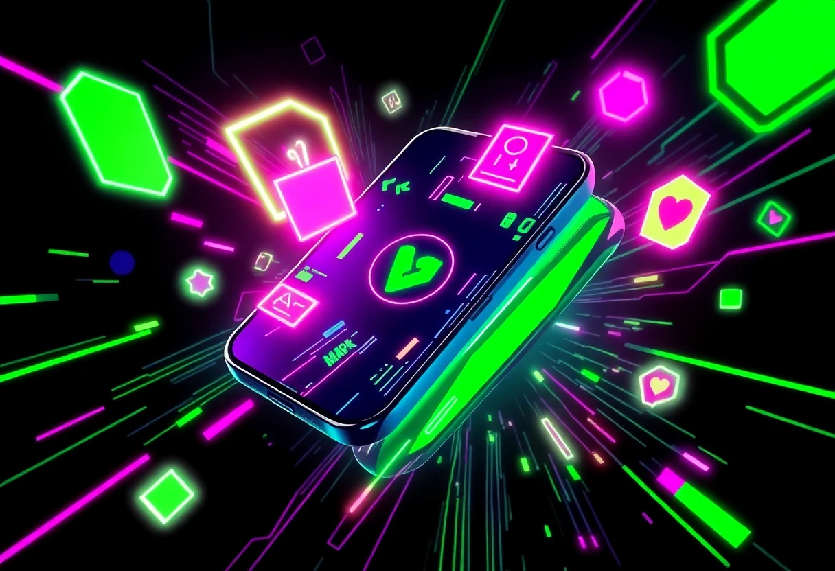 Cyberpunk Social-Media-App Visualisierung