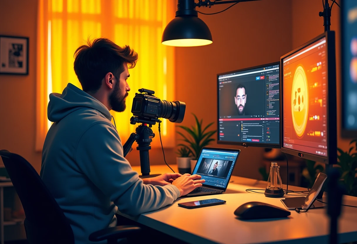 Professioneller Streamer im Studio