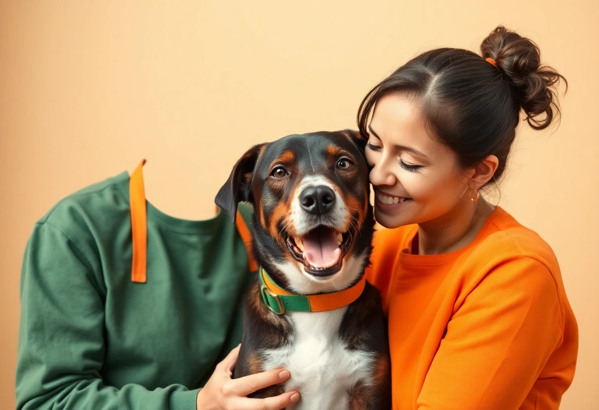 Tierheimmitarbeiter kümmert sich um Hund