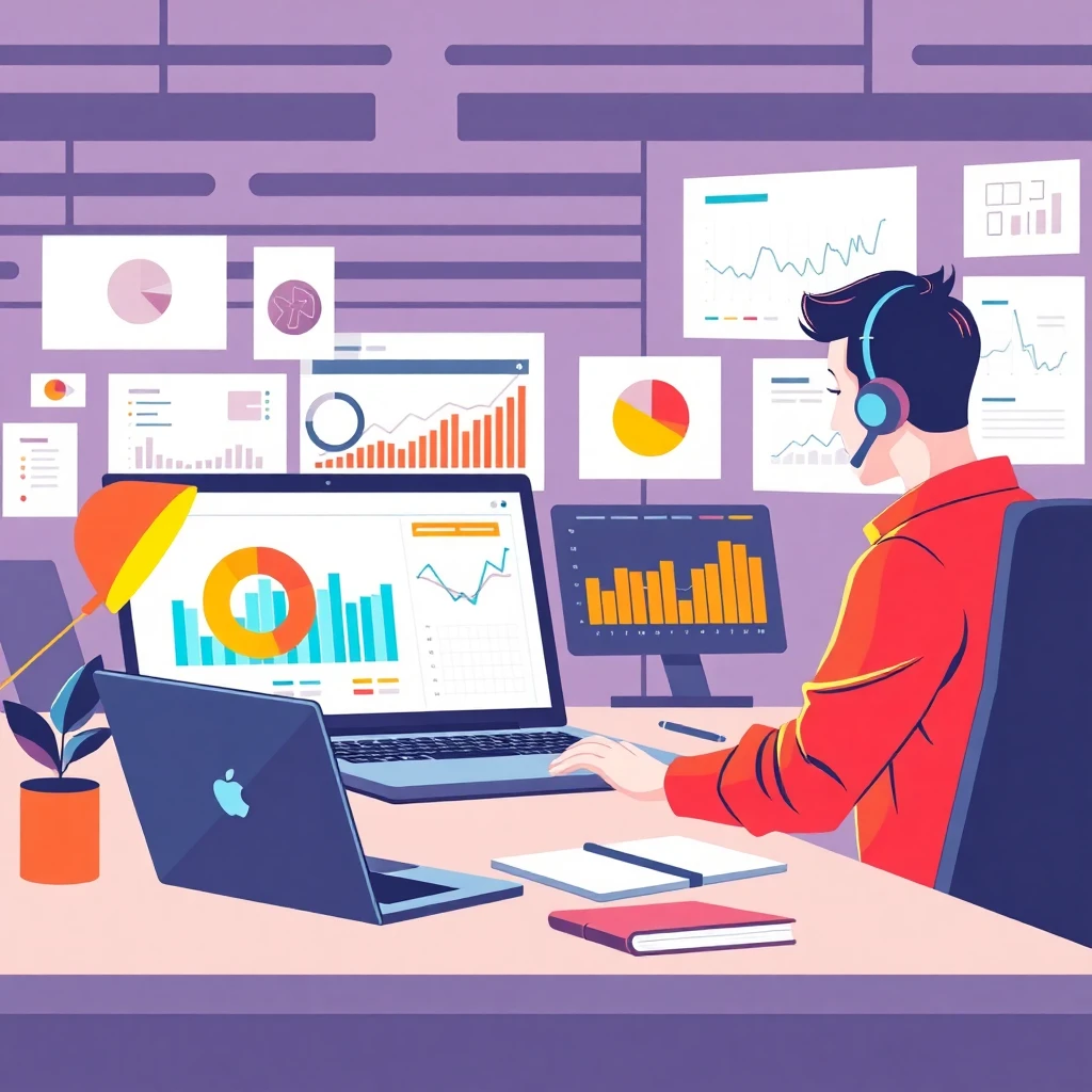 Moderner Arbeitsplatz mit Datenanalysen