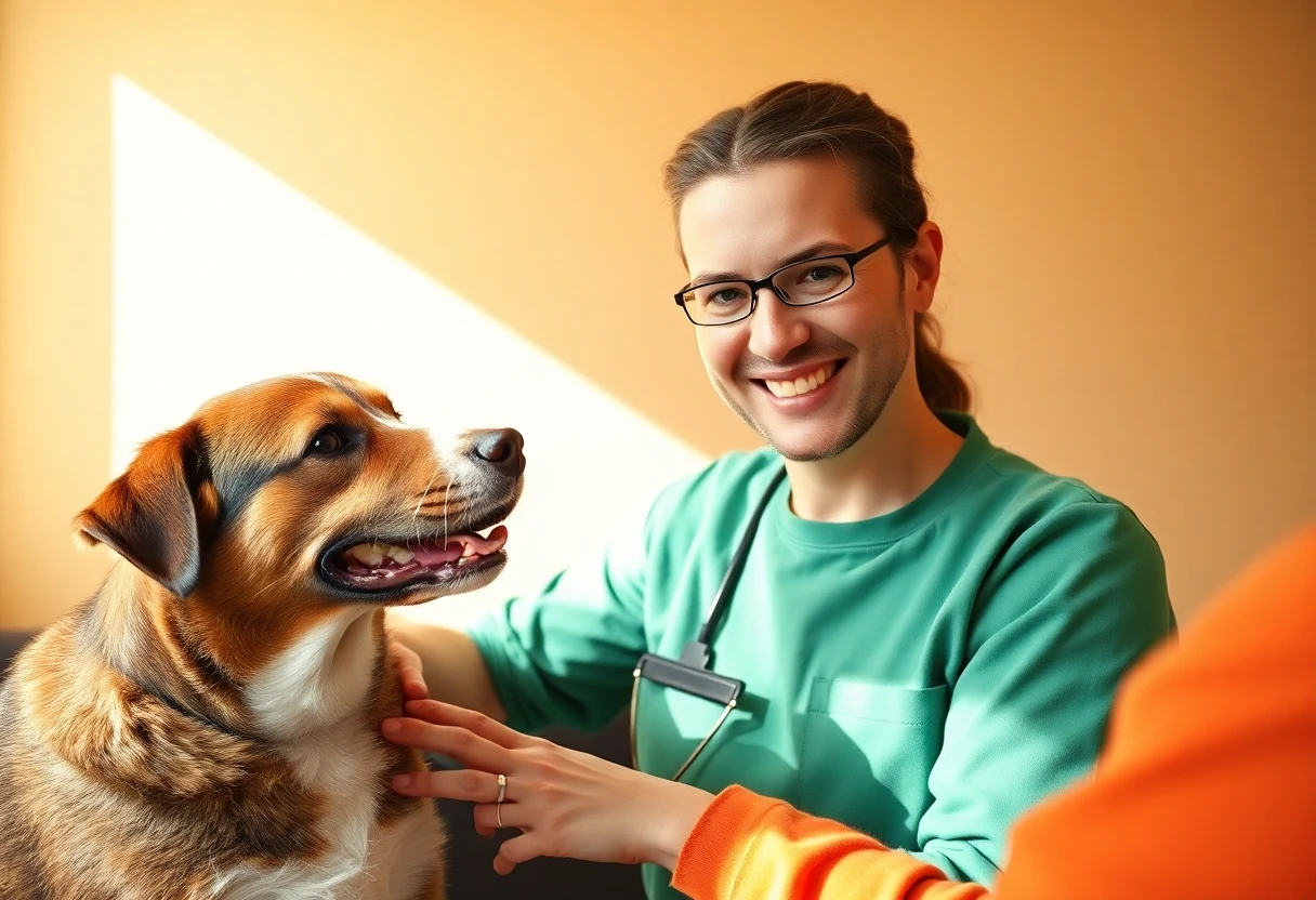 Tierheimmitarbeiter mit Hund