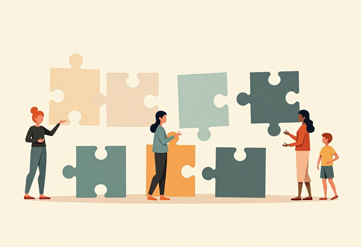 Digital puzzle pieces representing benefits