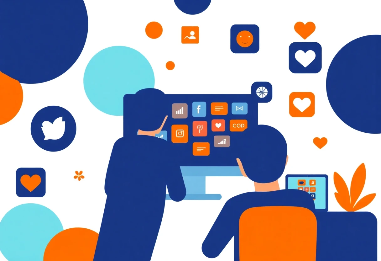 Social media app icons in a digital space