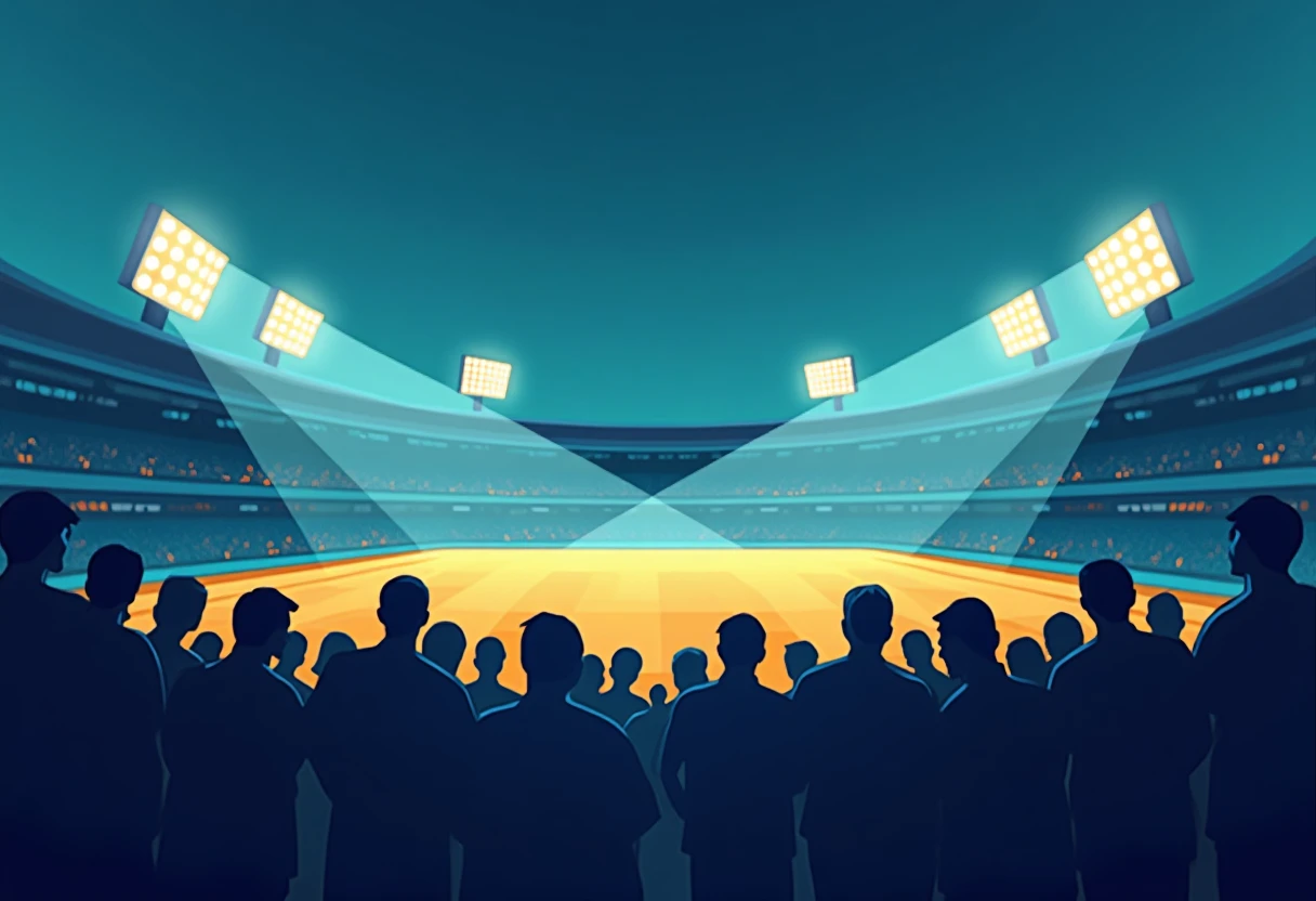Ilustración de un estadio iluminado