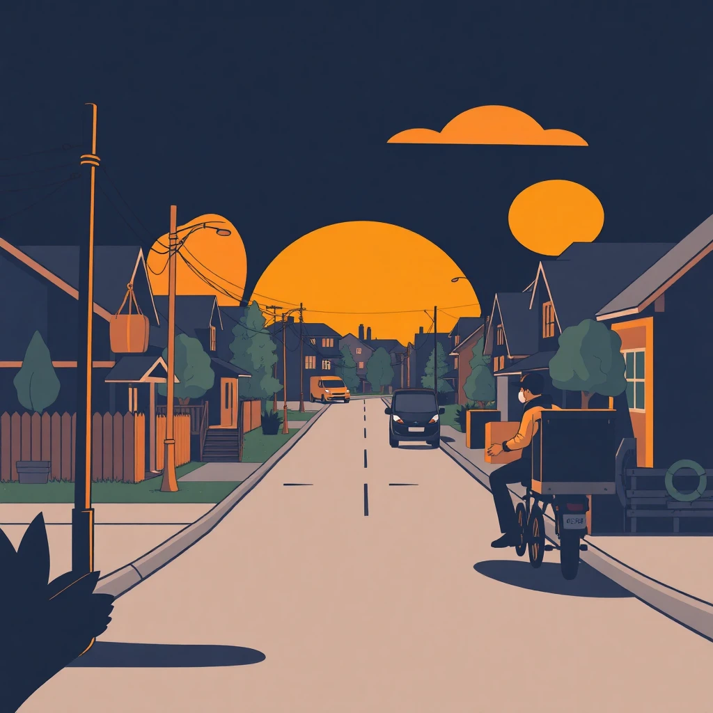 Suburban delivery scene