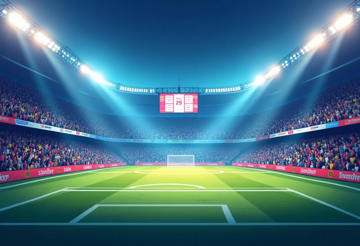 Estadio iluminado para el partido Atlético vs Barcelona