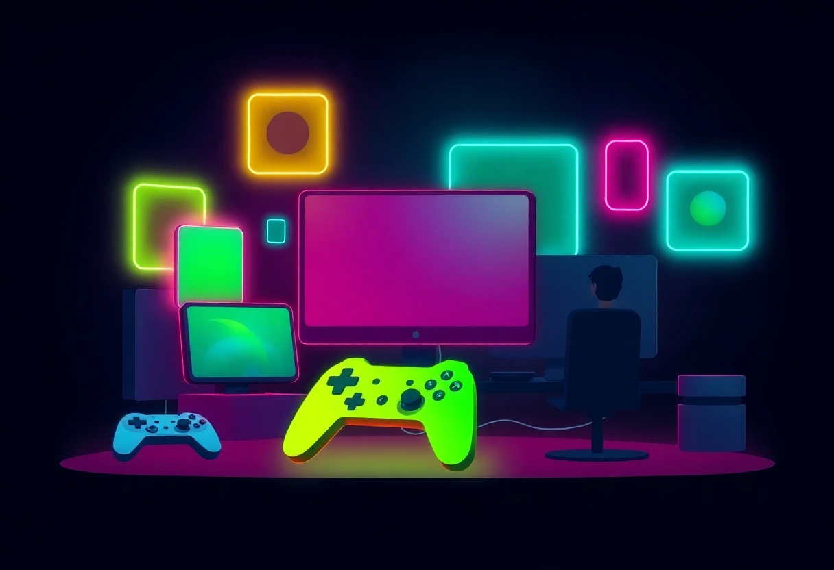 Formas geométricas de jogos em neon