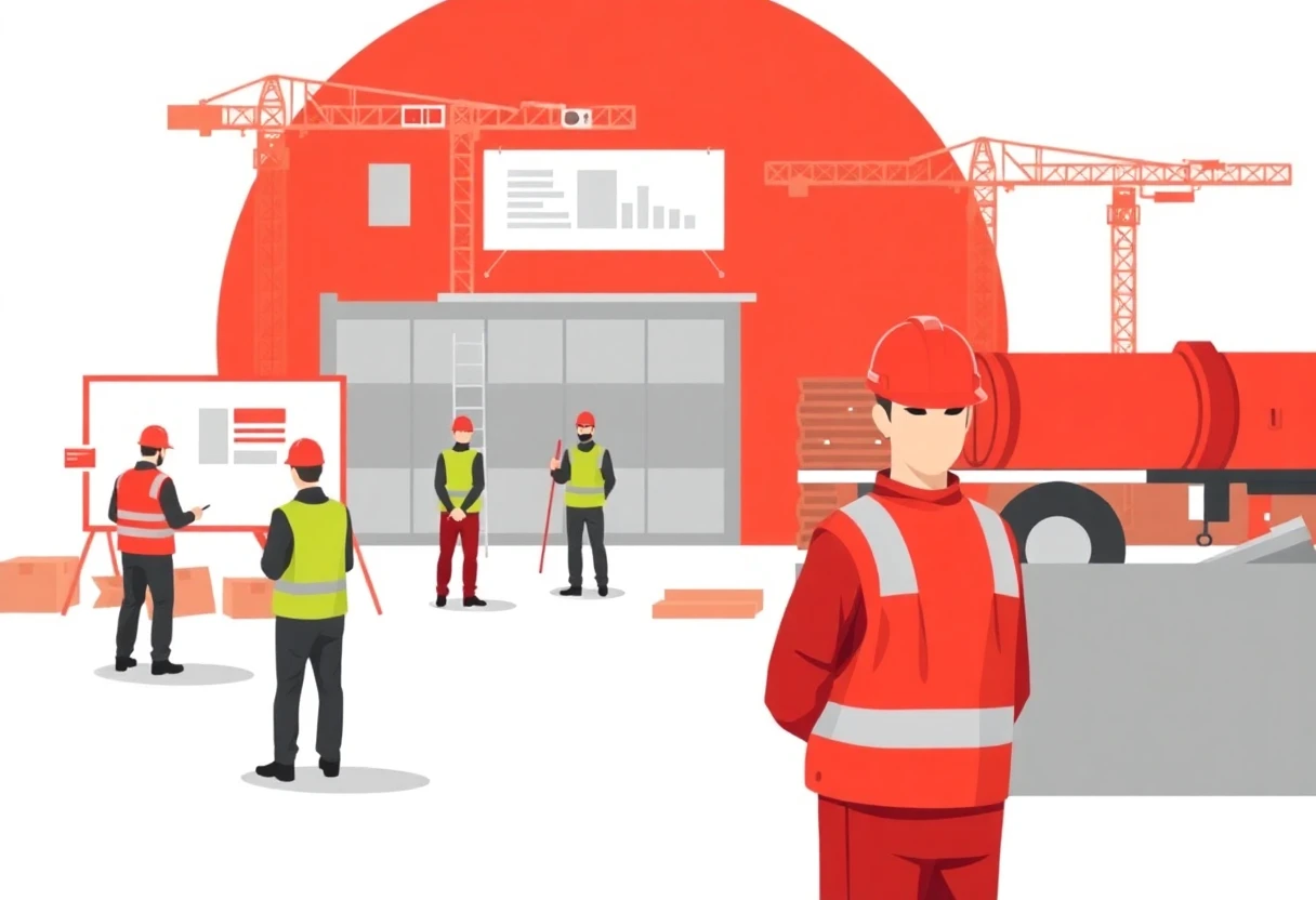 Chantier avec travailleurs