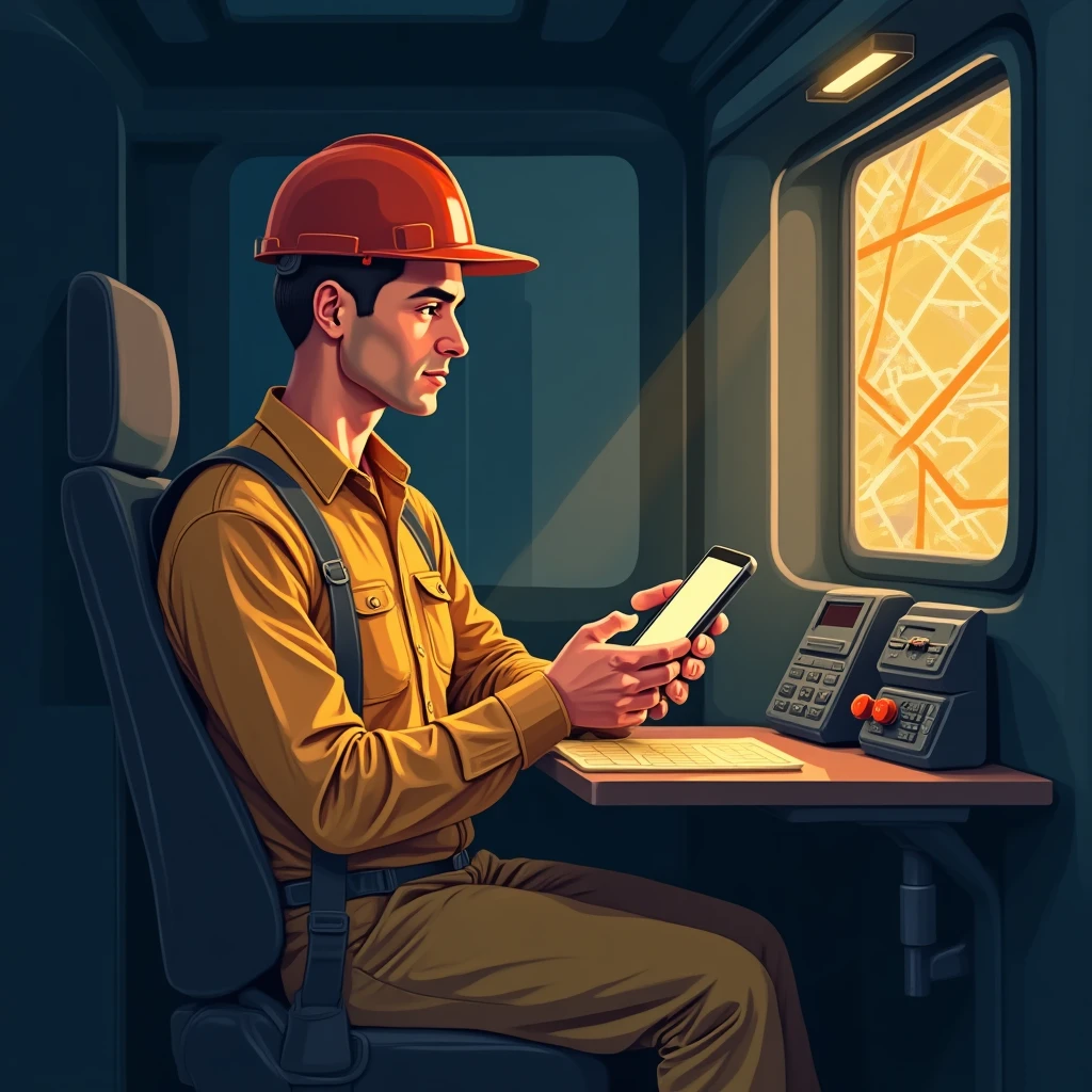 Conductor de reparto revisando ruta