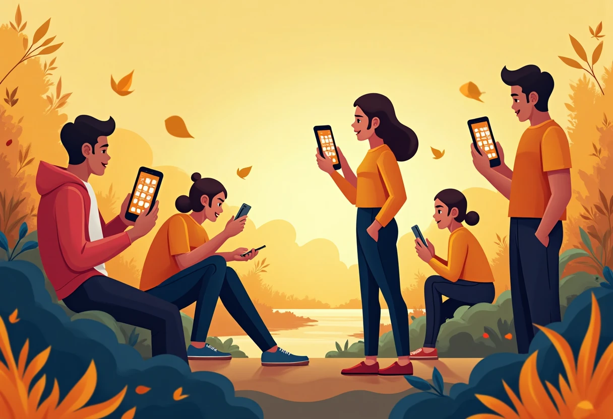 Usando apps de namoro ao ar livre