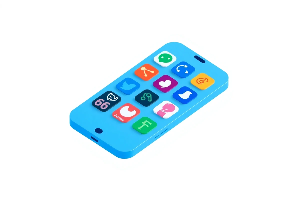 Floating app icons in vibrant colors
