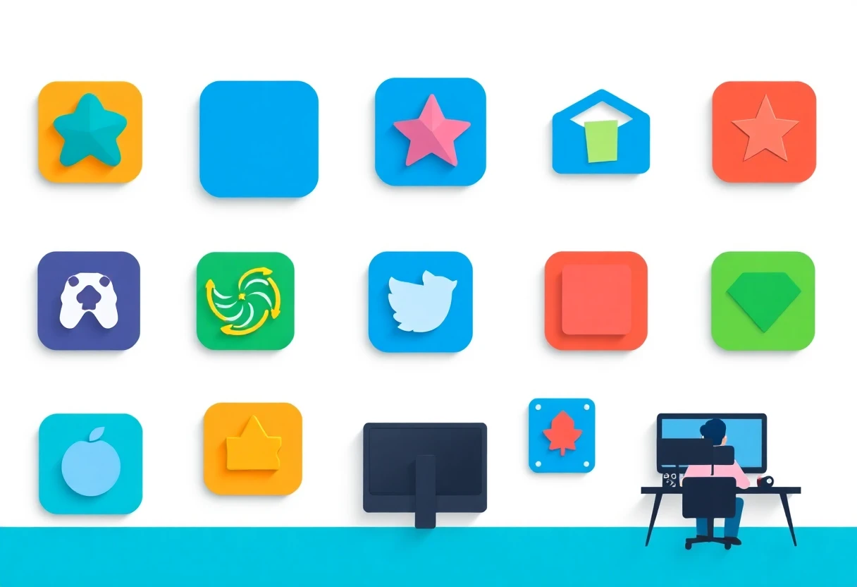 Abstract representation of diverse app functionalities