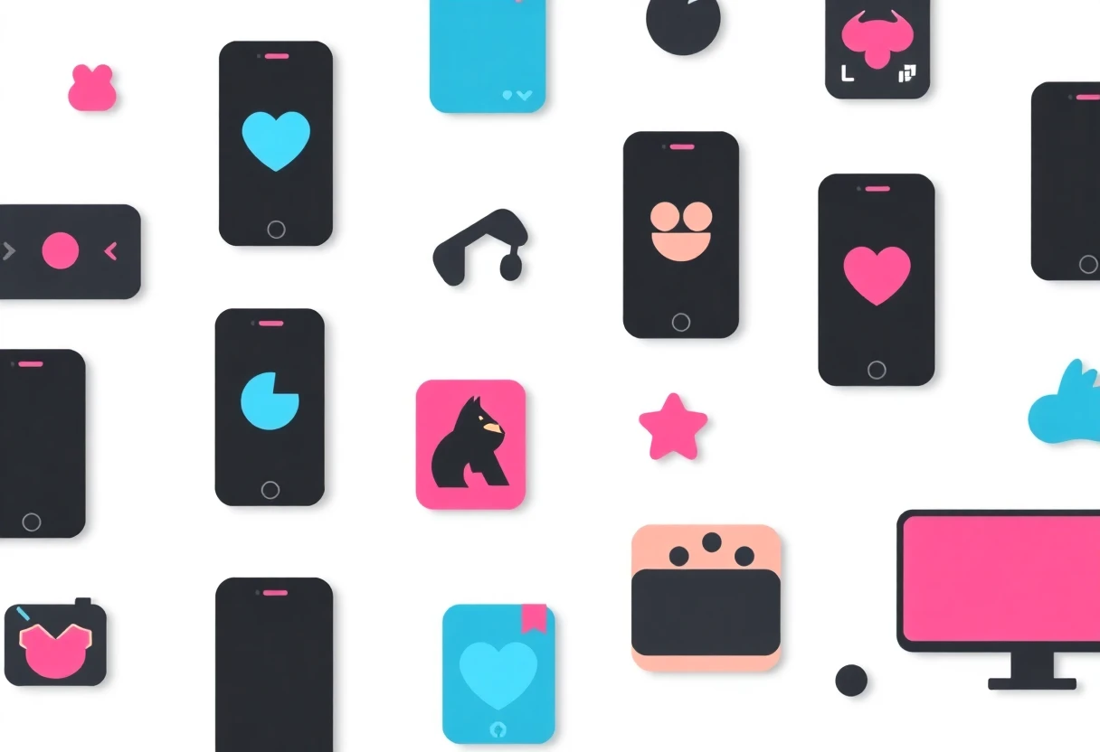 Top social media app icons in a geometric style