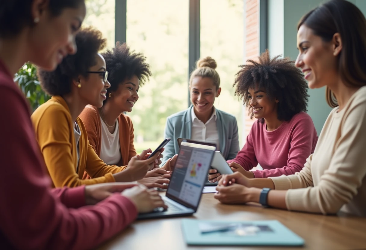 Ambiente de escritório moderno com pessoas usando tecnologia