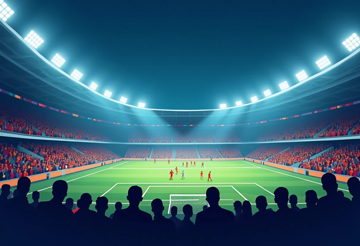 World Cup stadium under lights