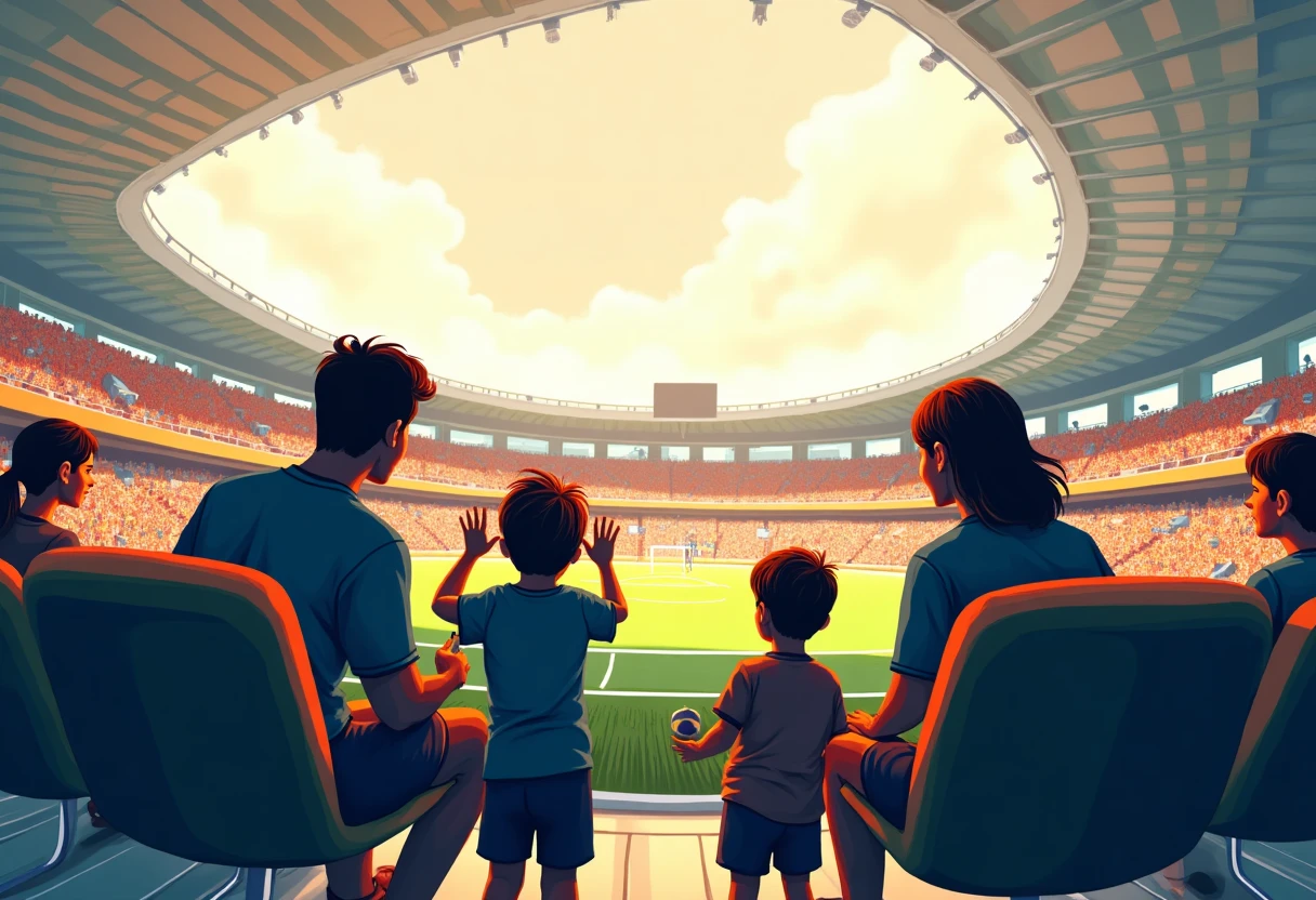 Familia disfrutando del Mundial 2026 en casa