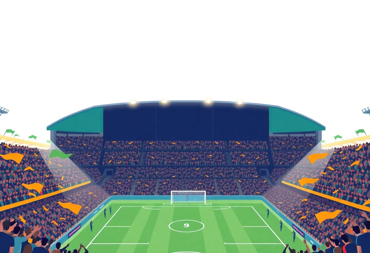 Vibrant football stadium during a match
