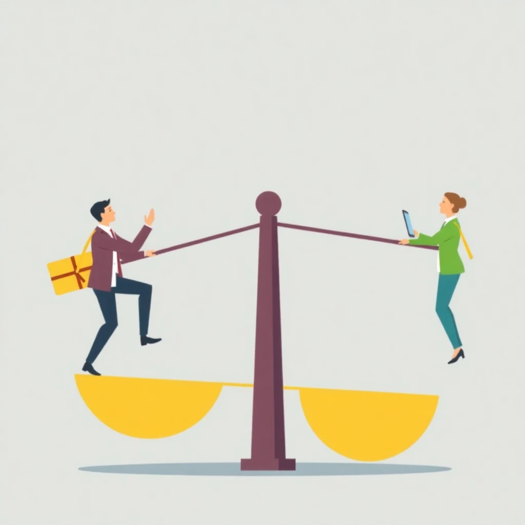 Ilustração de balanças financeiras