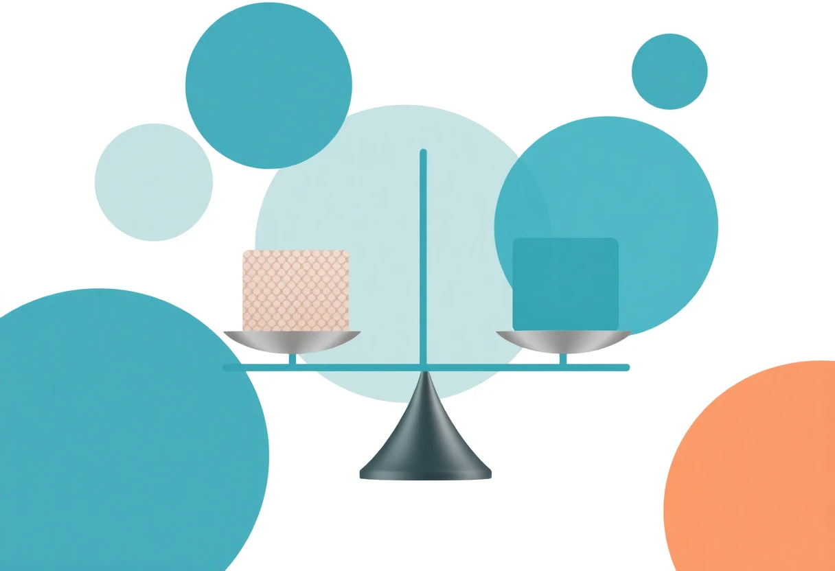 Balance scale with loan options