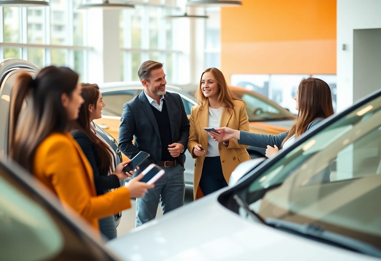 Discussing car finance at a dealership