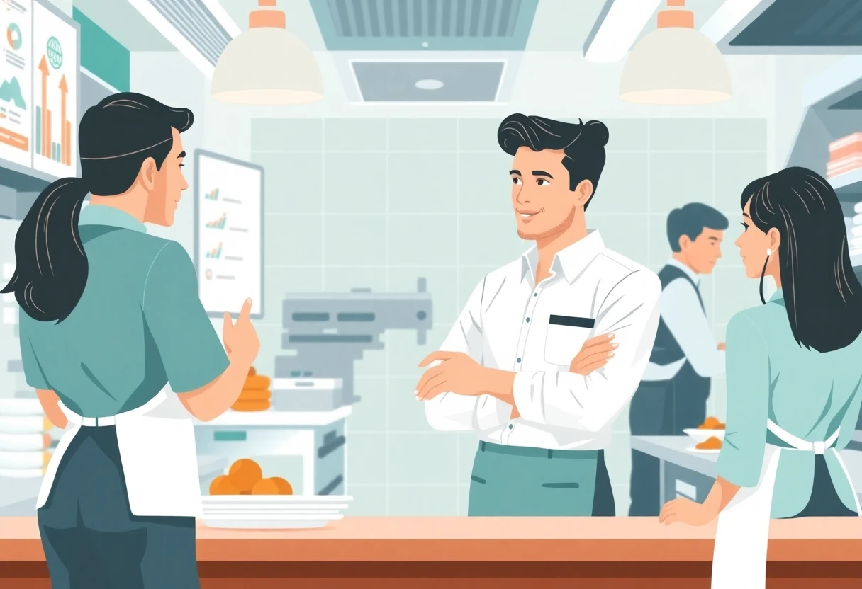 Restaurant manager in action