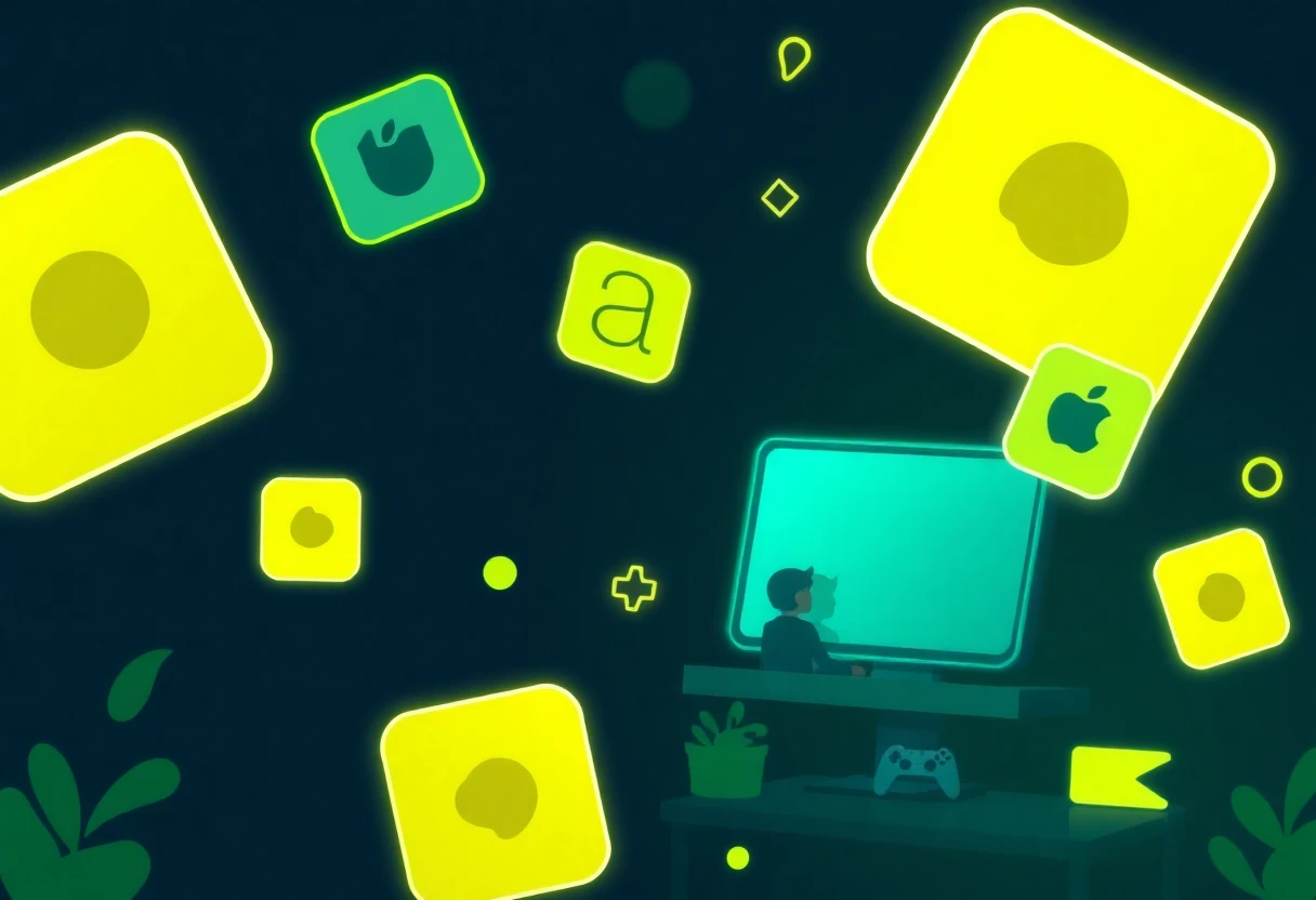 Geometric gaming icons illustration