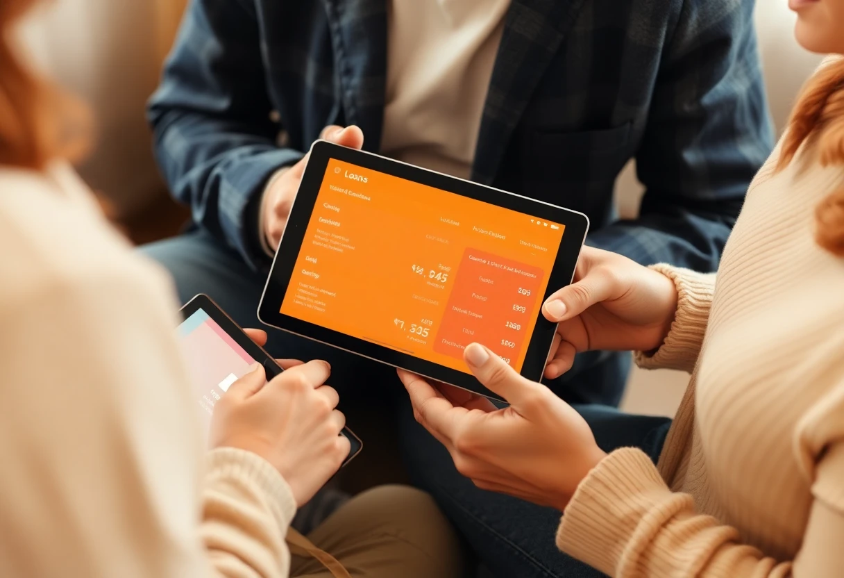 Comparing loan options on a tablet