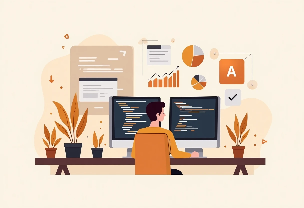 Mid-level software engineer at work