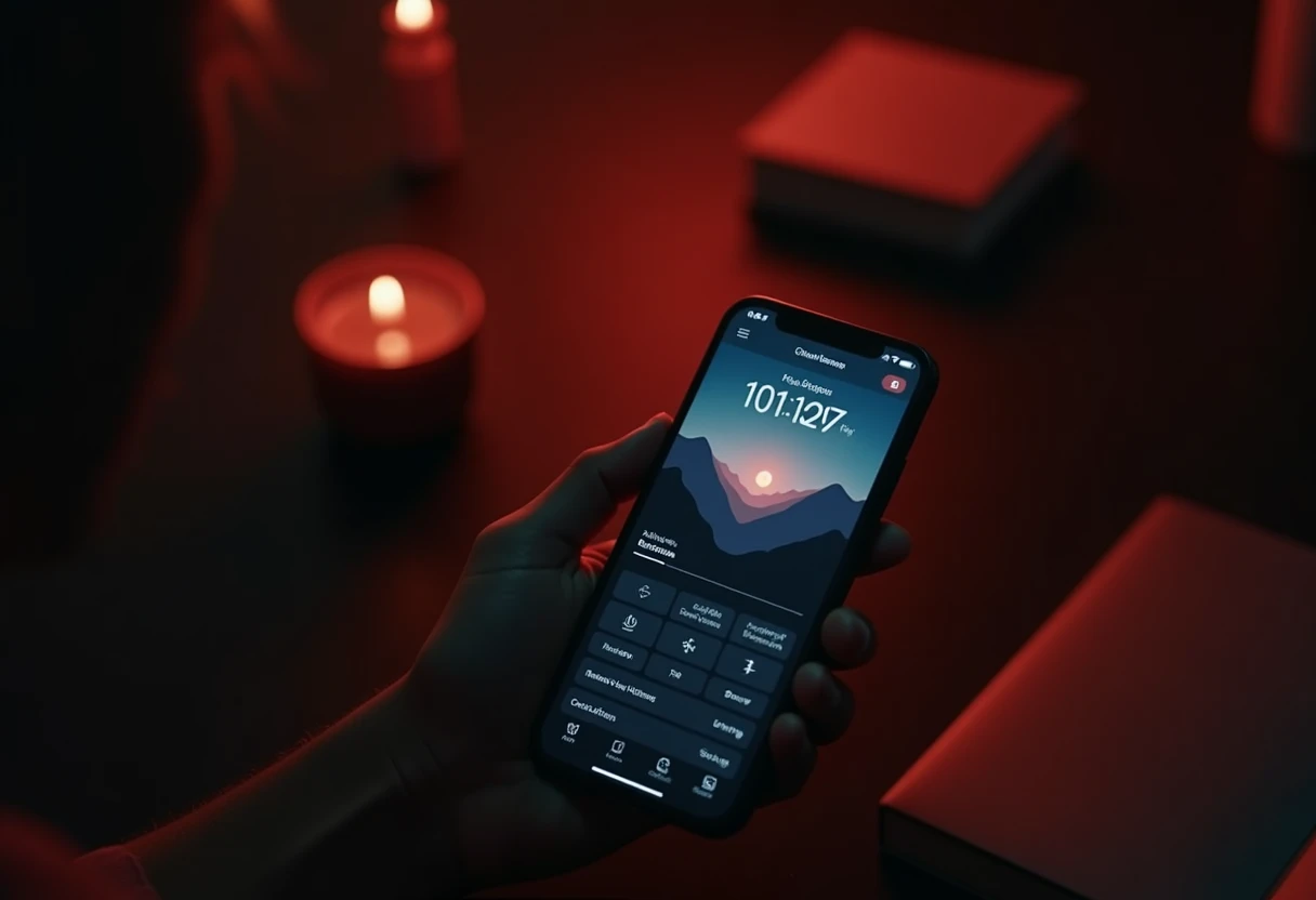 Meditation app in a serene workspace