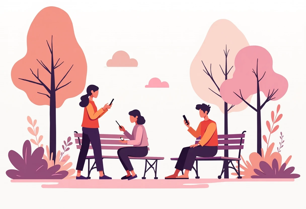 Menschen, die Fitness-Apps im Park nutzen