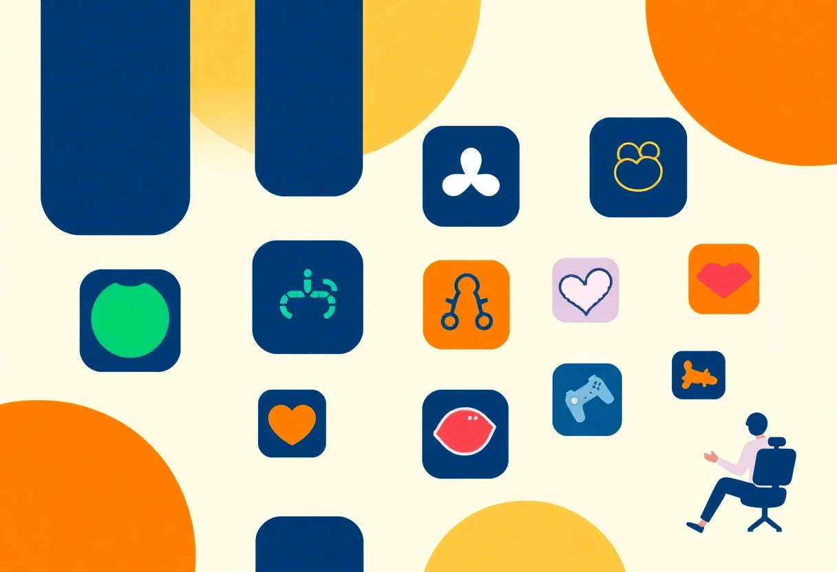Colorful app icons for fitness and health