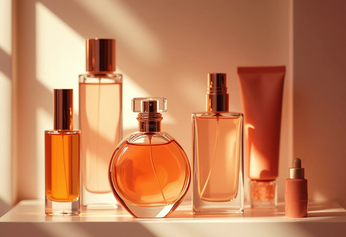 Fragrance bottles on display