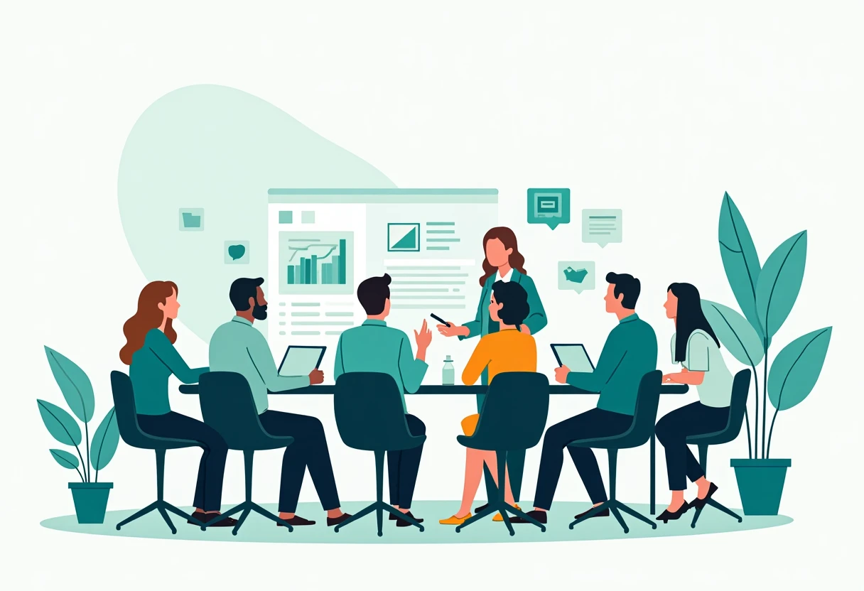 Equipo de gestión de proyectos en reunión