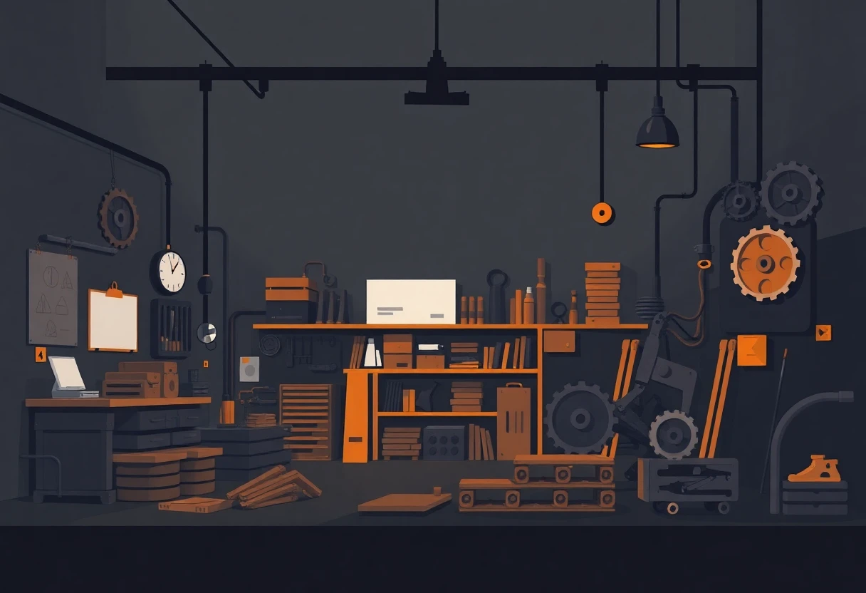 Ilustración industrial de gestión de proyectos