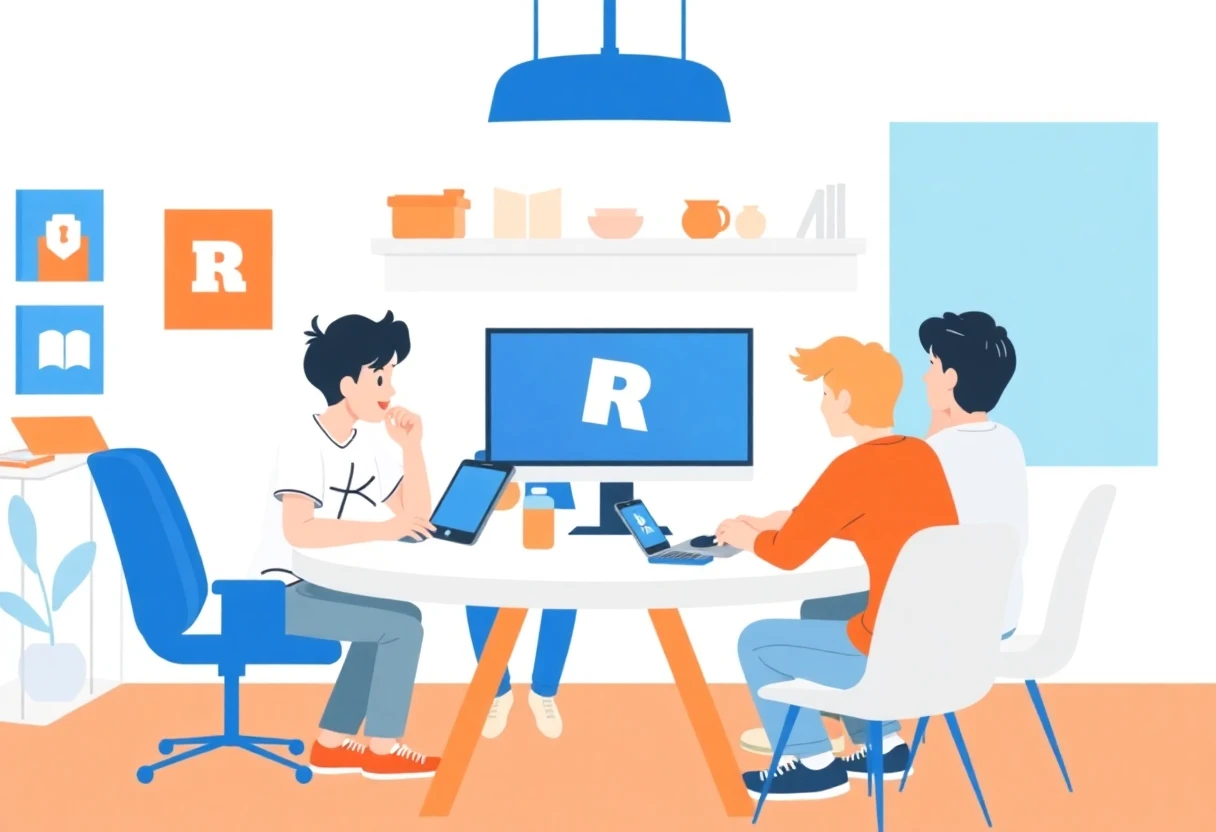 Tineri discutând despre aplicațiile Roblox