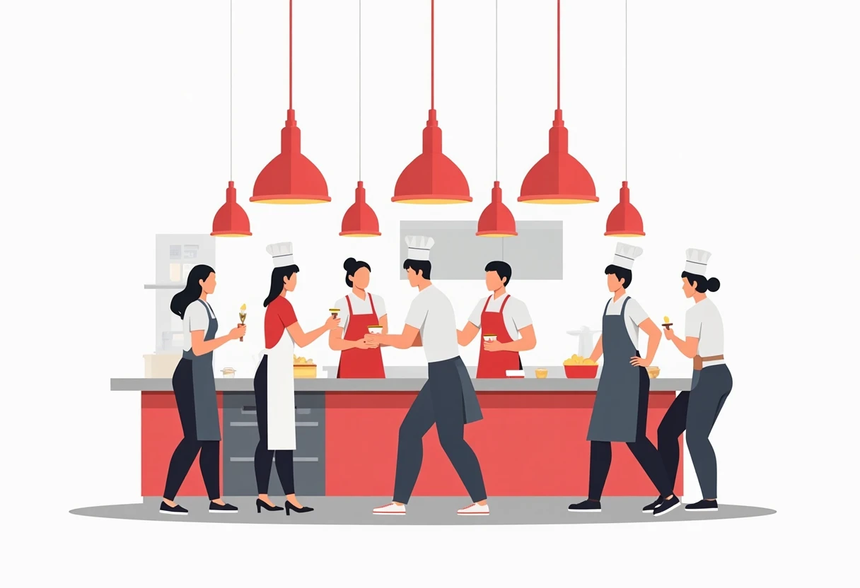Cocina de restaurante en acción