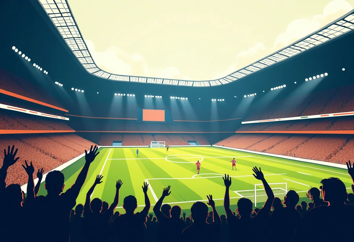 Estadio vibrante durante un partido de fútbol