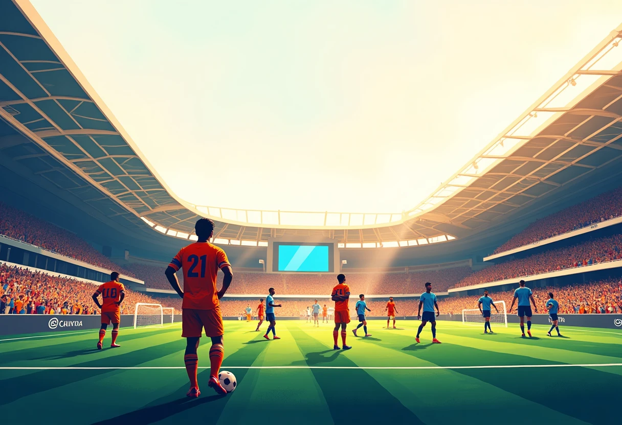 Pre-match atmosphere in a lively stadium