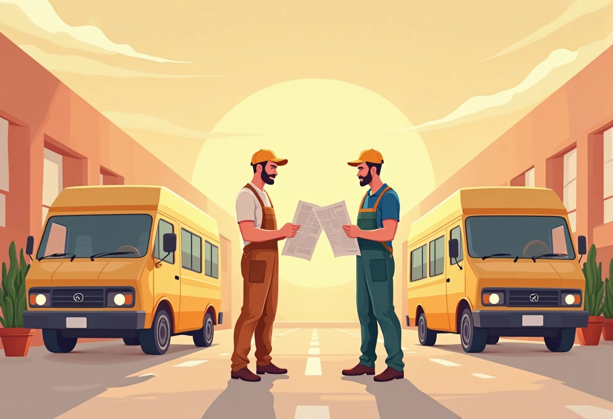 Conductores revisando documentos