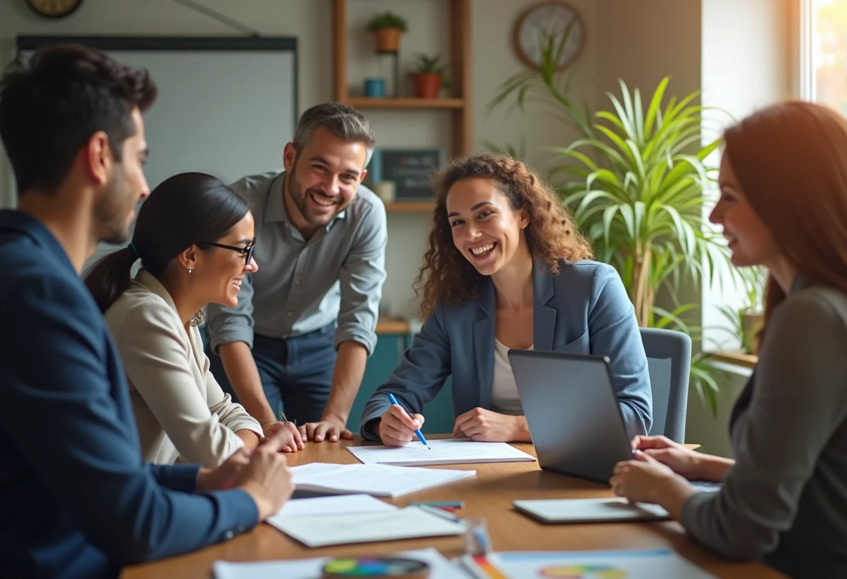 Profesionales de ventas trabajando juntos