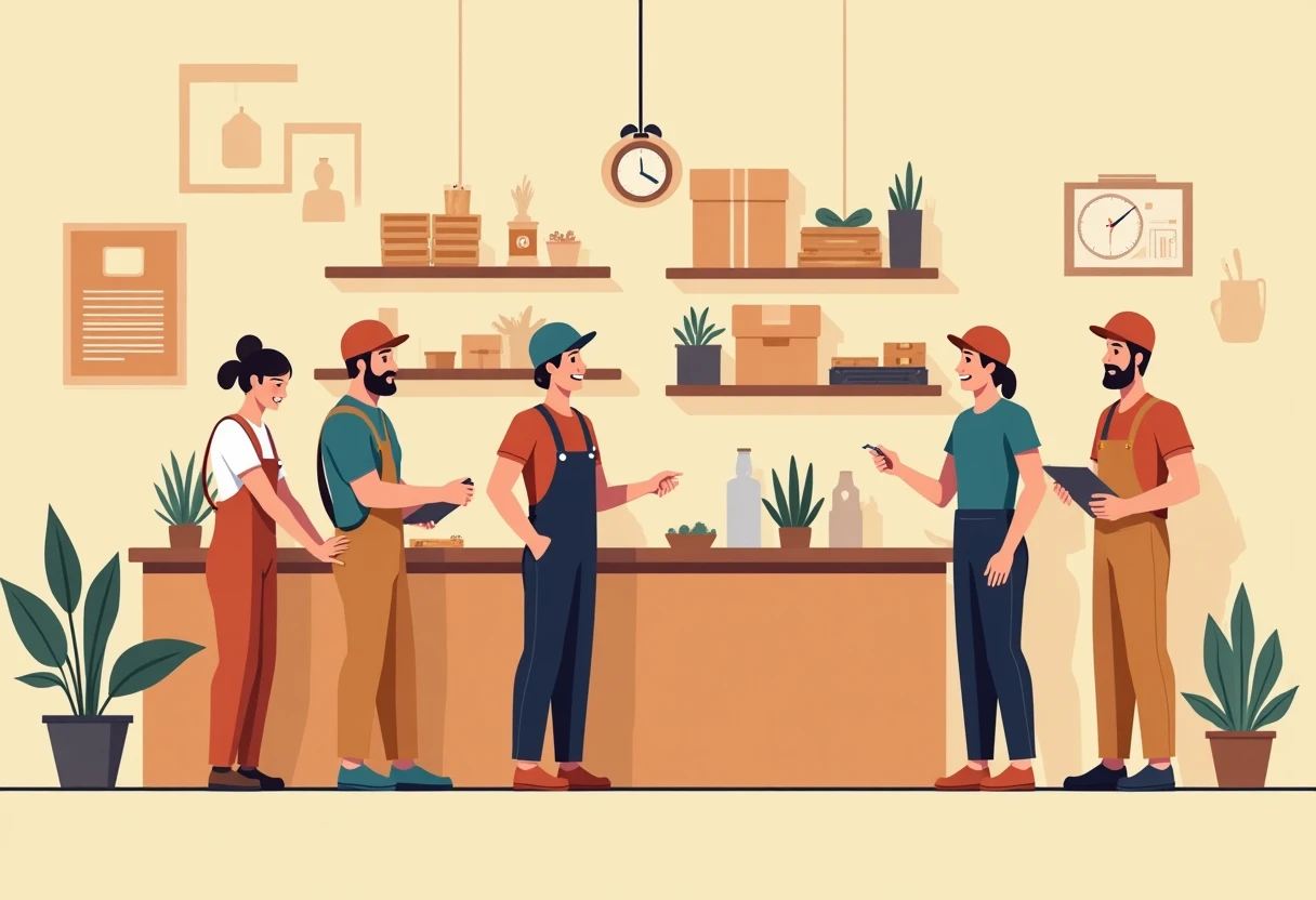 Personale di ristorante servendo i clienti