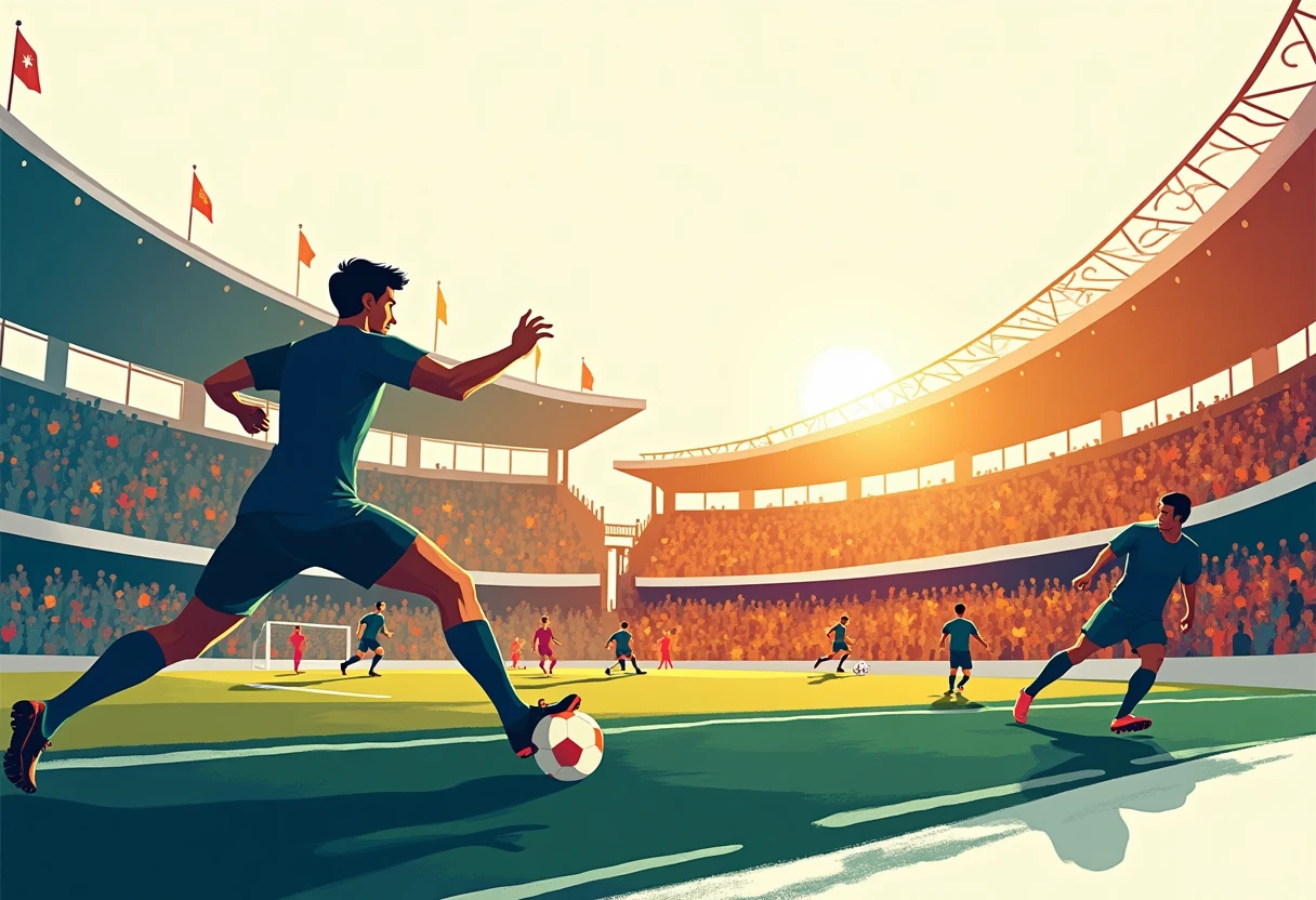 Stadion piłkarski pełen kibiców