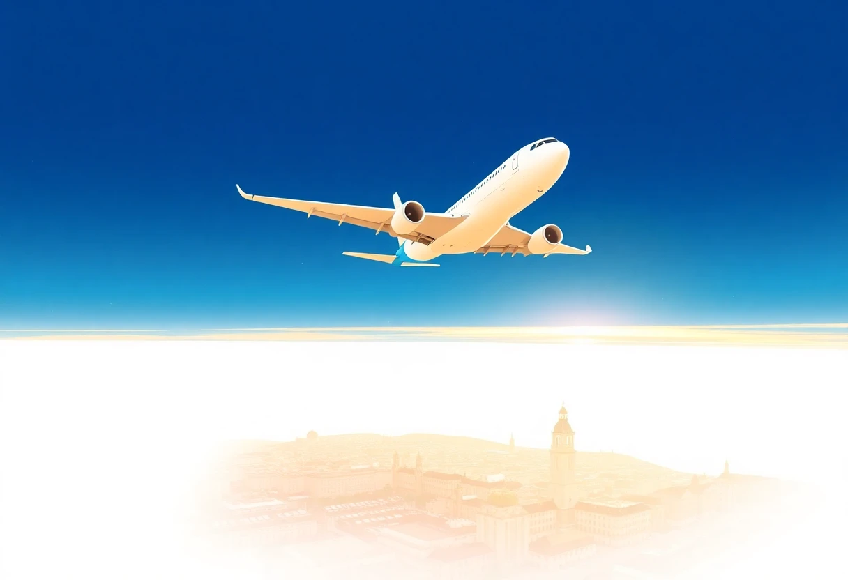 Flug über europäische Stadt
