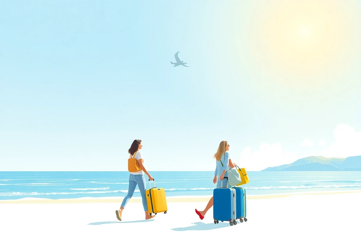 Reisende am Strand