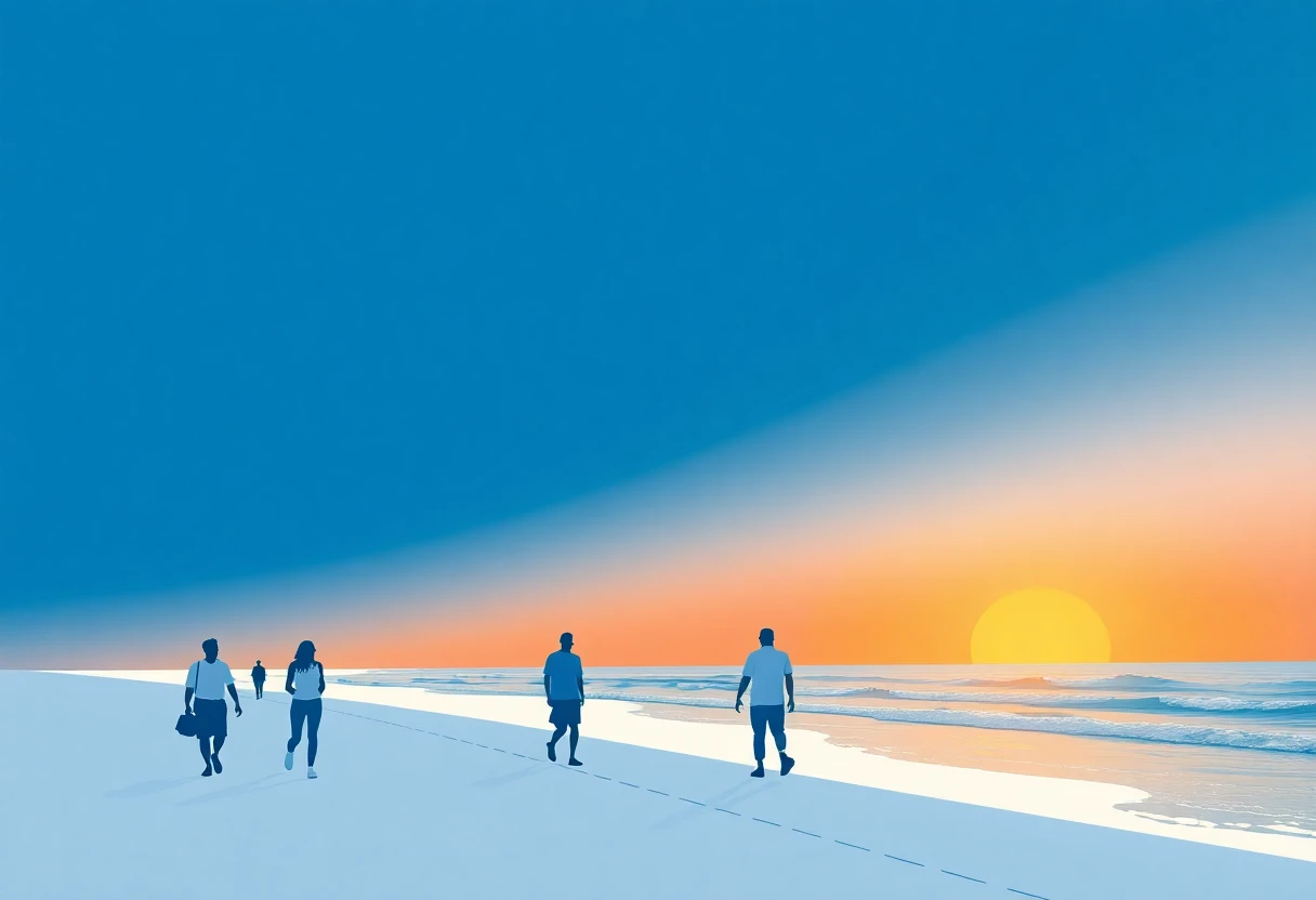Strandpromenade bei Sonnenuntergang